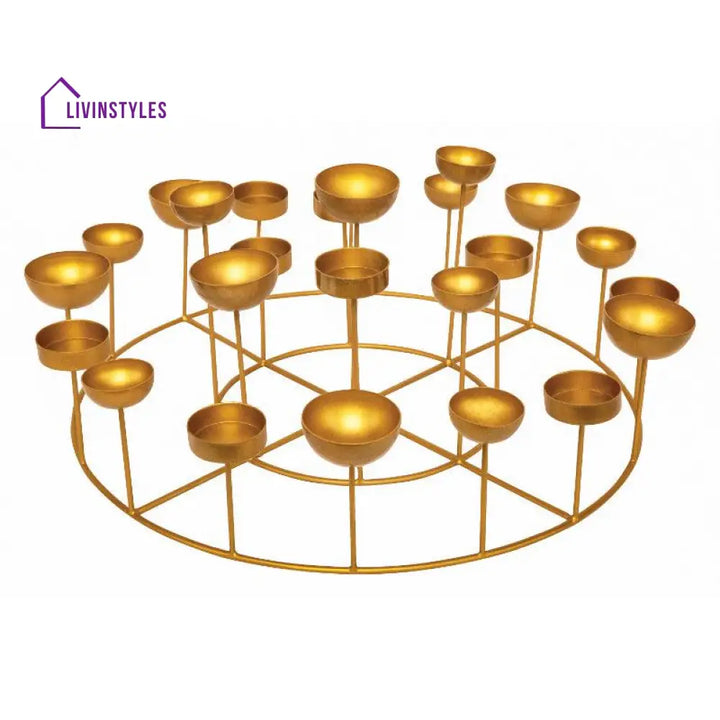 Golden Circular Tea Lights Stand Light