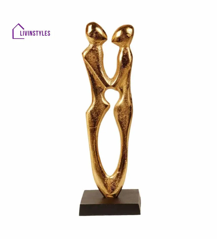 Golden Couple Statue Aluminium Table Accent