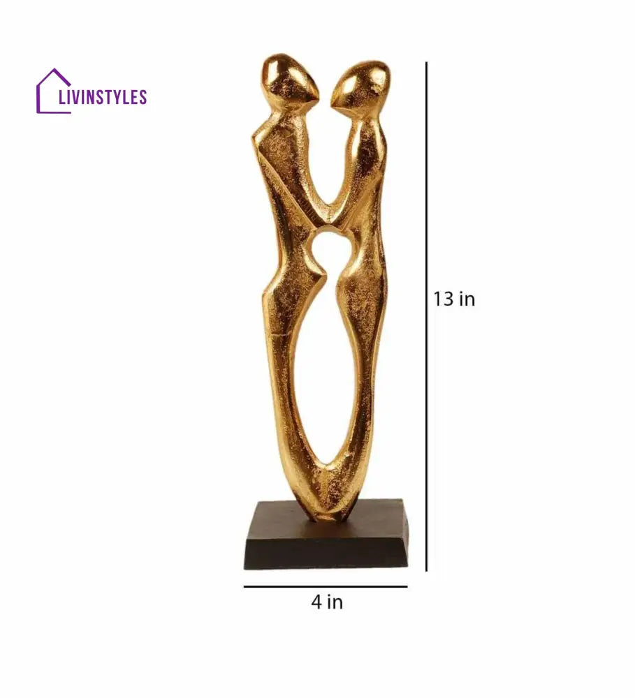 Golden Couple Statue Aluminium Table Accent