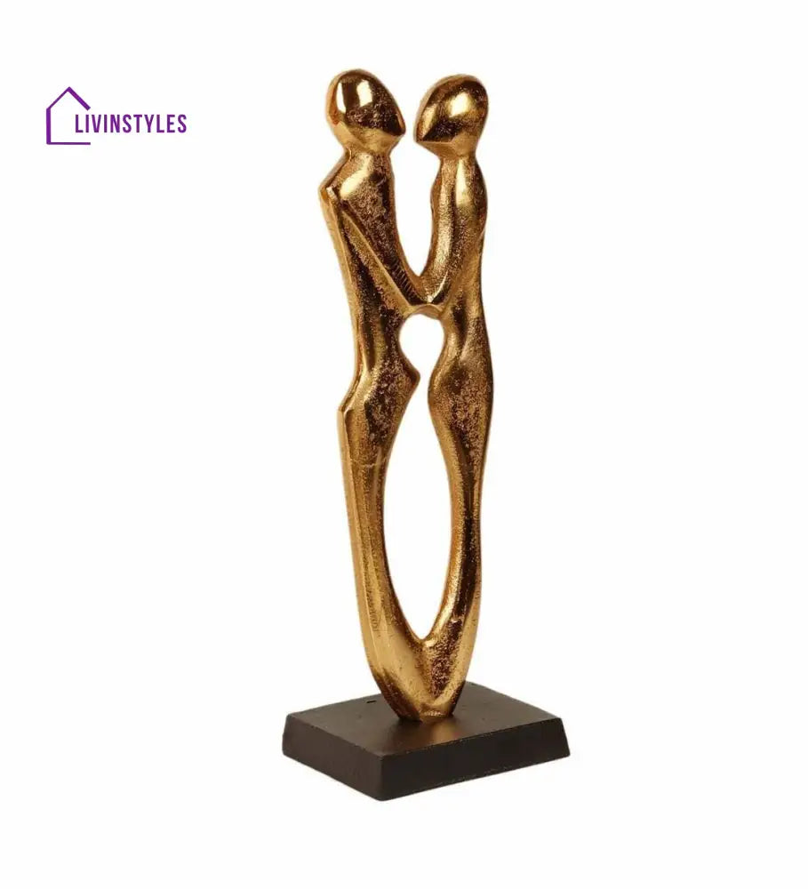 Golden Couple Statue Aluminium Table Accent