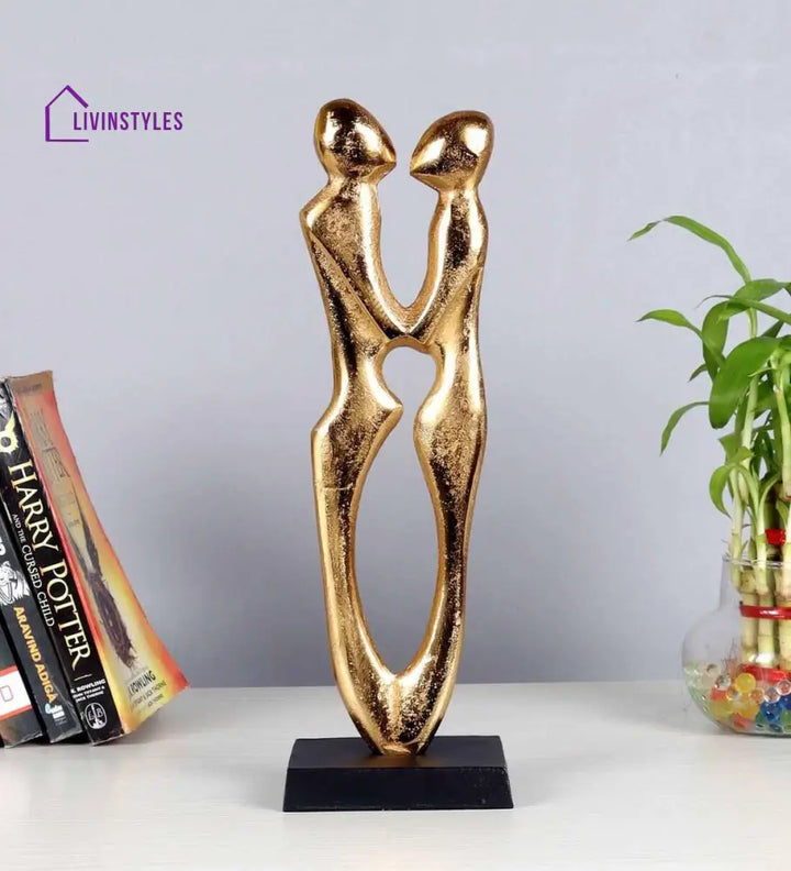 Golden Couple Statue Aluminium Table Accent