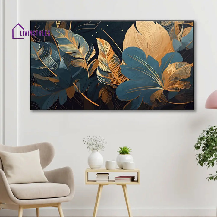 Golden Leaves: Nature’s Elegance Wall Painting