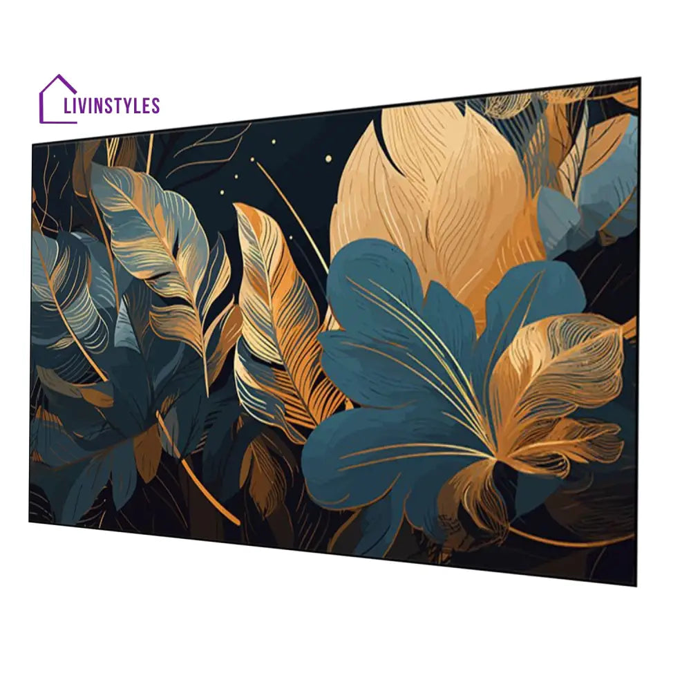 Golden Leaves: Nature’s Elegance Wall Painting