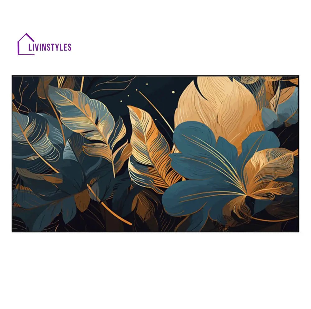 Golden Leaves: Nature’s Elegance Wall Painting