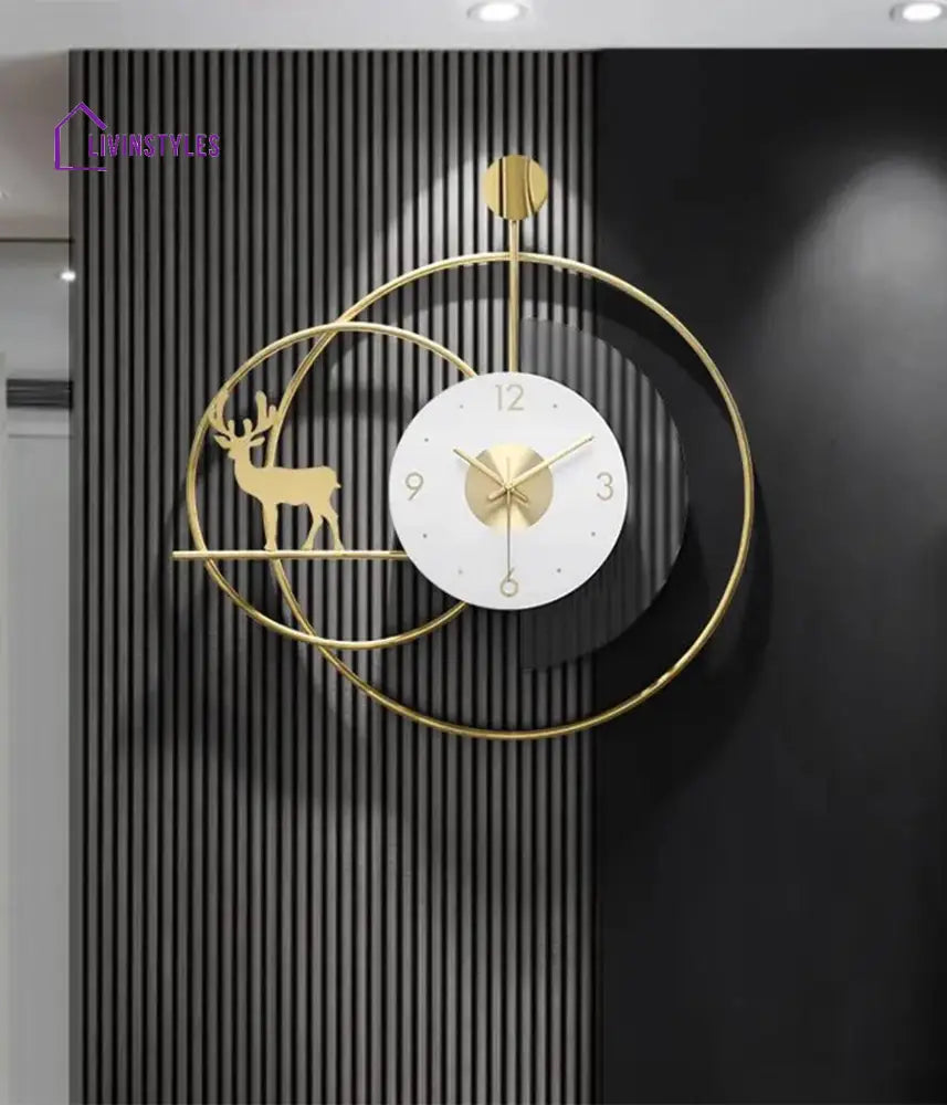 Golden Stag Wall Clock