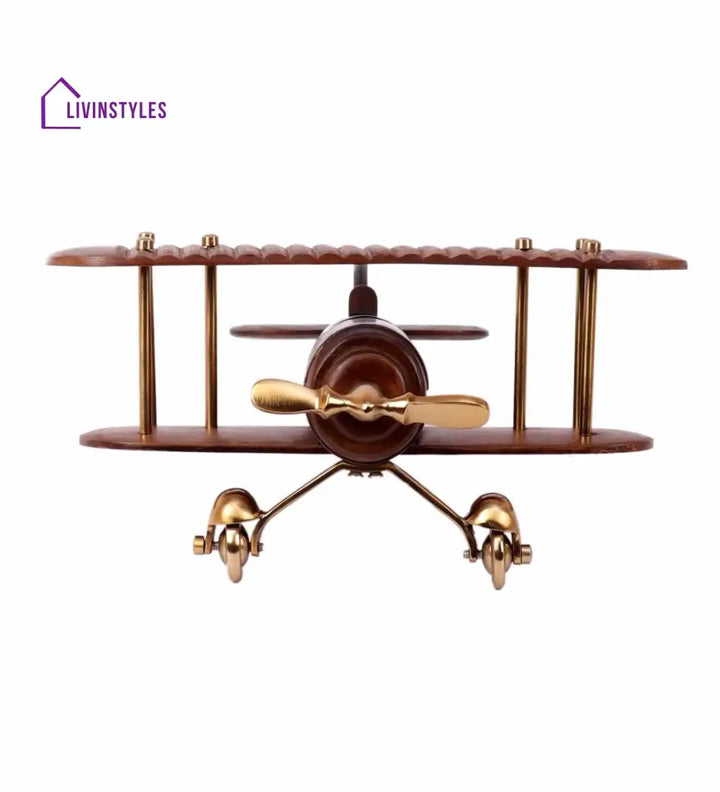 Golden Vintage Airplane Sheesham Wood Table Accent