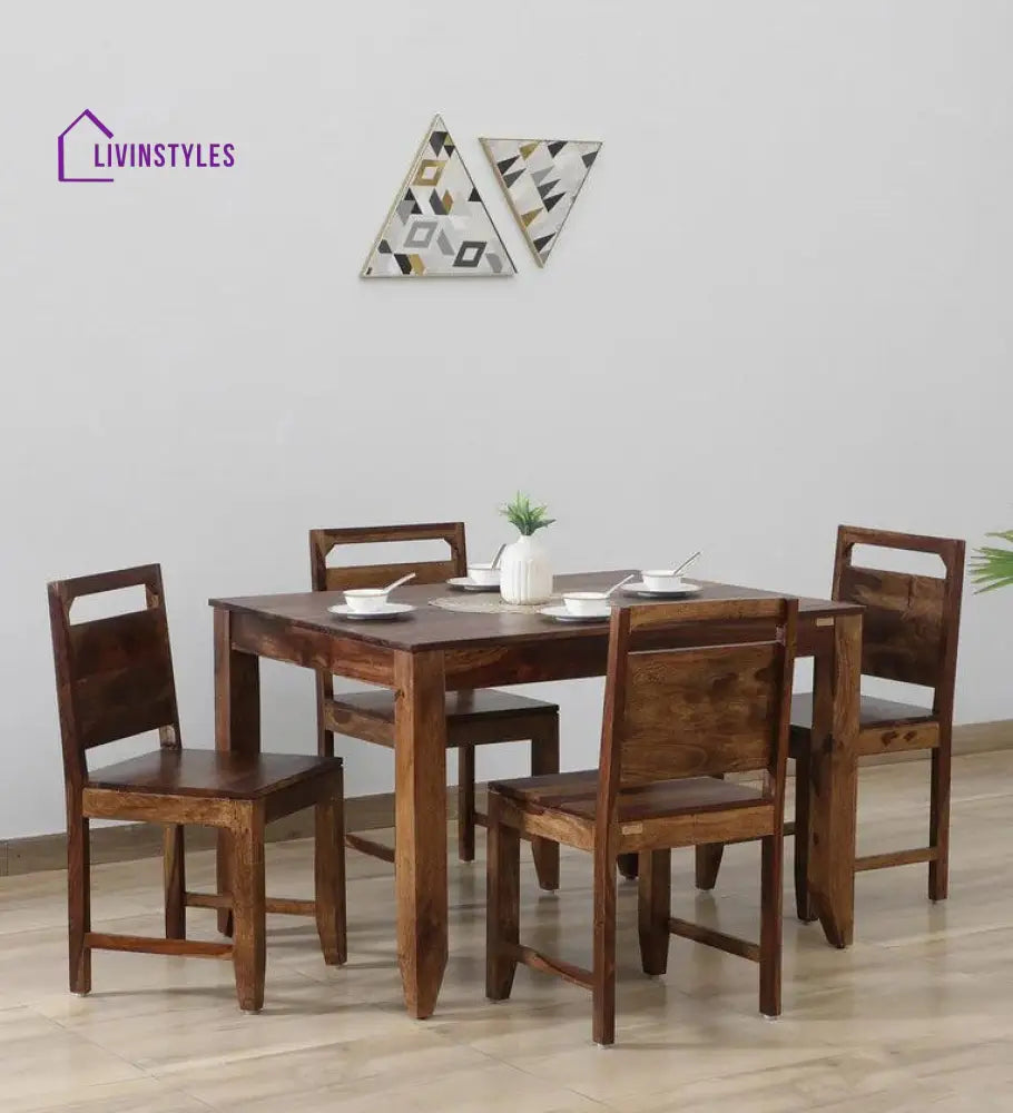 Gordey Sheesham Wood 4 Seater Dining Set In Teak Finish Dinning Set