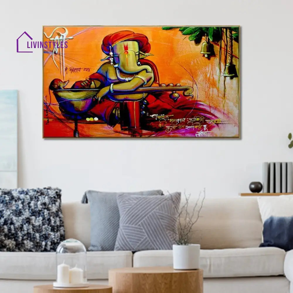 Graceful Hindu Deity: Vibrant Art Wall Painting