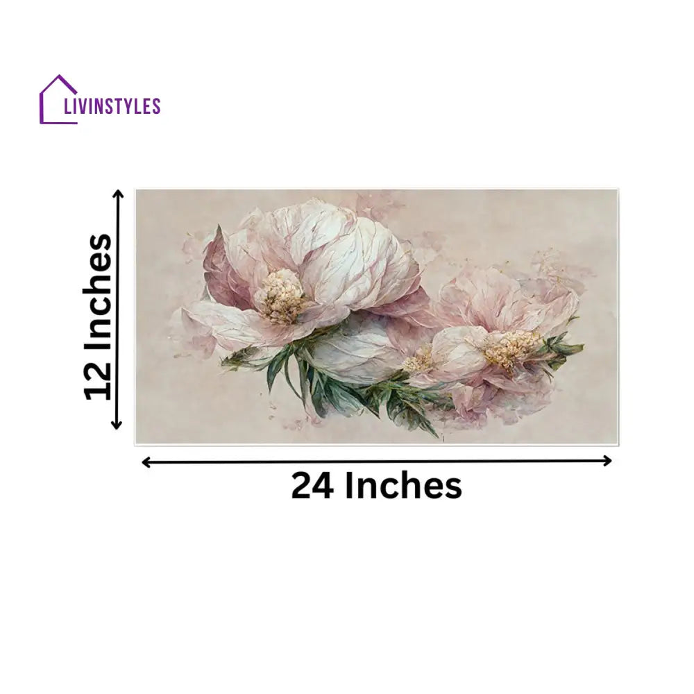 Graceful Pink Peonies On Beige Wall Painting