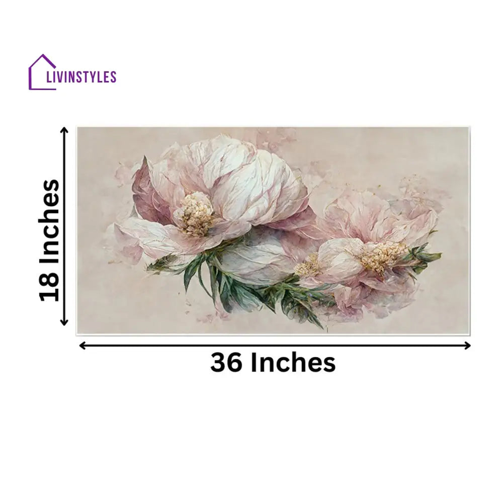 Graceful Pink Peonies On Beige Wall Painting