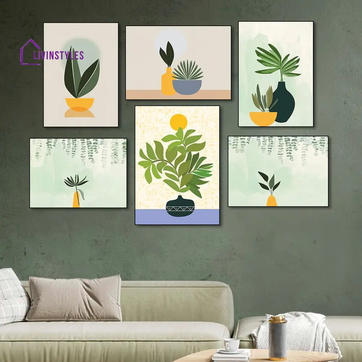 Graceful Plant And Elegant Vase Canvas Wall Painting