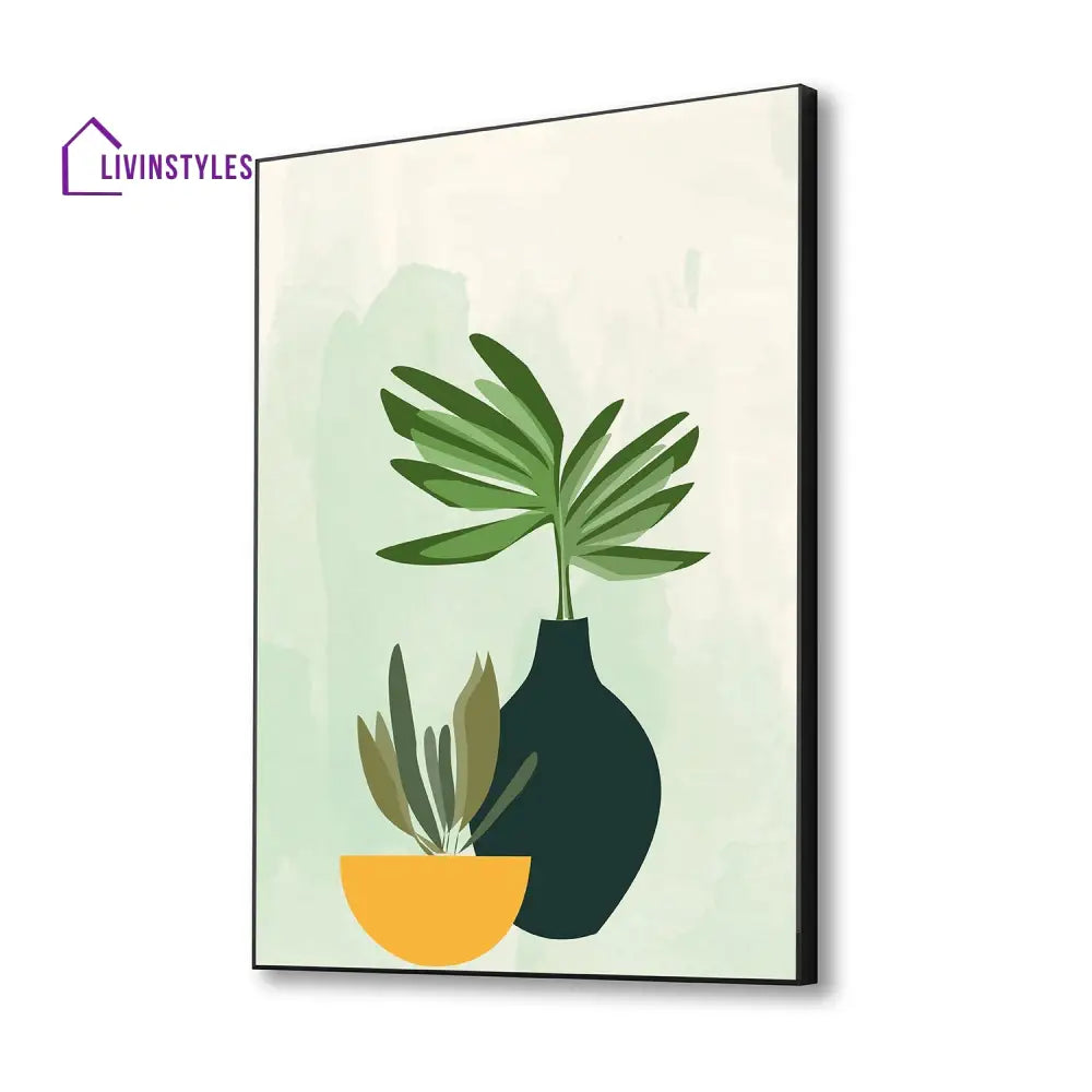 Graceful Plant And Elegant Vase Canvas Wall Painting