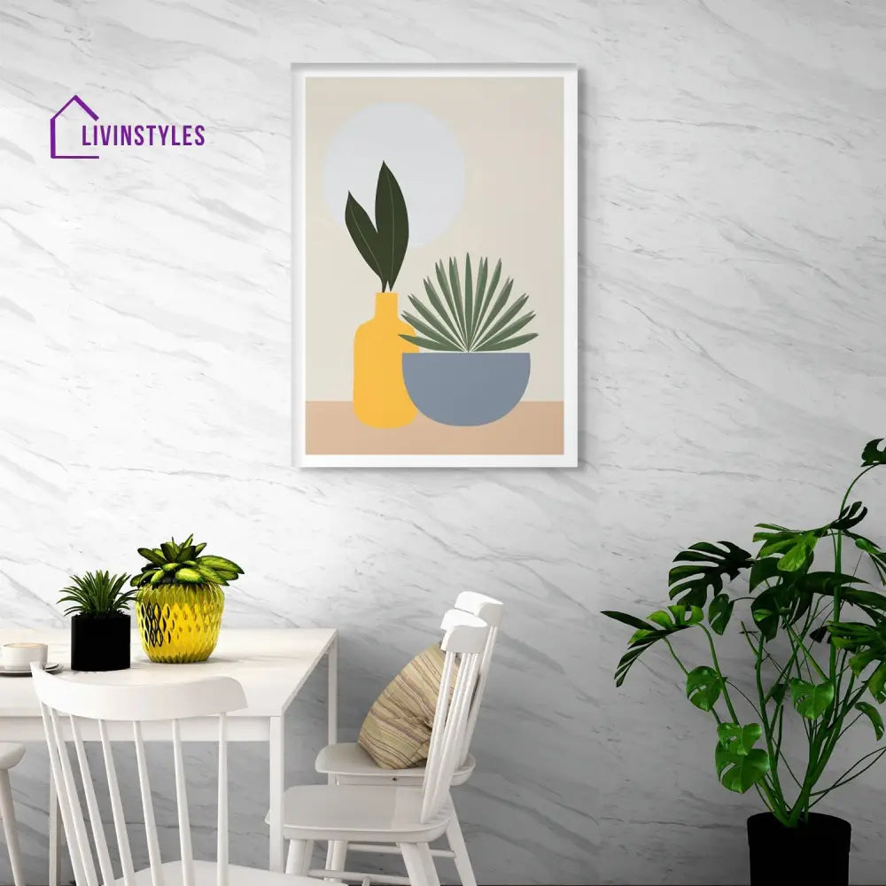 Graceful Plant And Elegant Vase Canvas Wall Painting