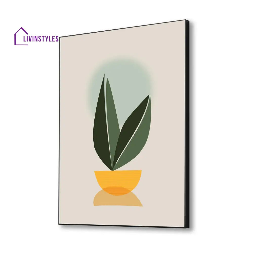 Graceful Plant And Elegant Vase Canvas Wall Painting