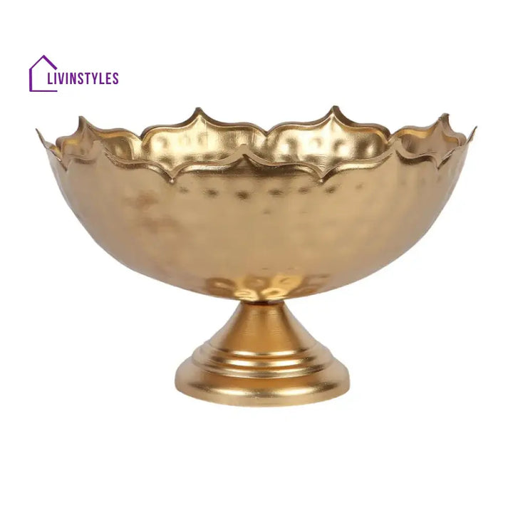 Grand Gold Urli With Tealight Candles Set