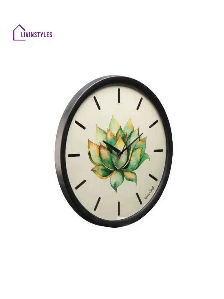 Green Cactus Multicolor Wall Clock