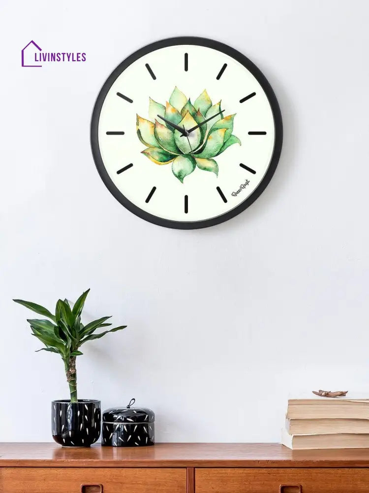 Green Cactus Multicolor Wall Clock