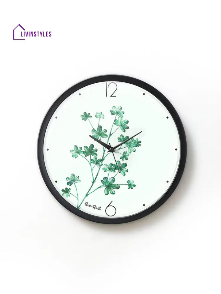 Green Leaves Multicolor Wall Clock