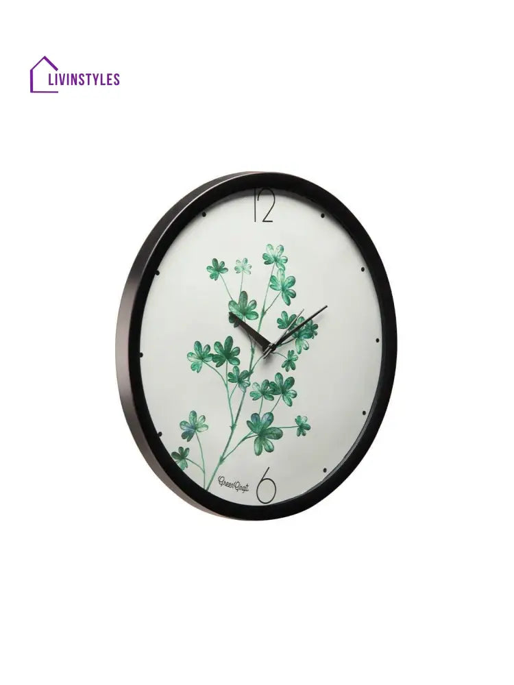 Green Leaves Multicolor Wall Clock