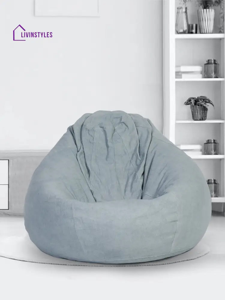 Grey Solid Cotton Bean Bag Cover Without Beans