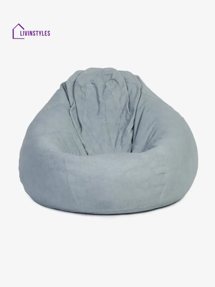 Grey Solid Cotton Bean Bag Cover Without Beans