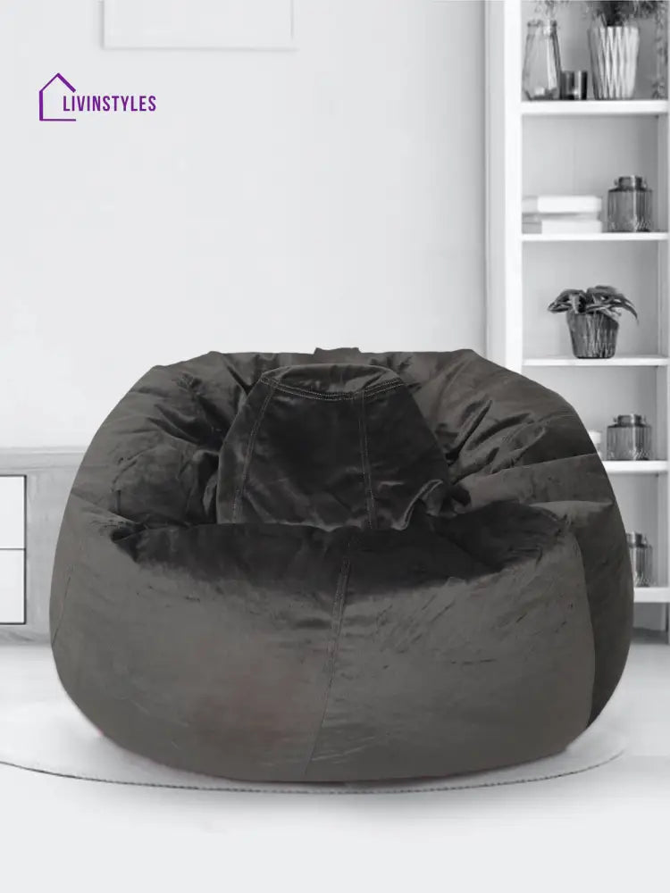 Grey Velvet Bean Bag Cover