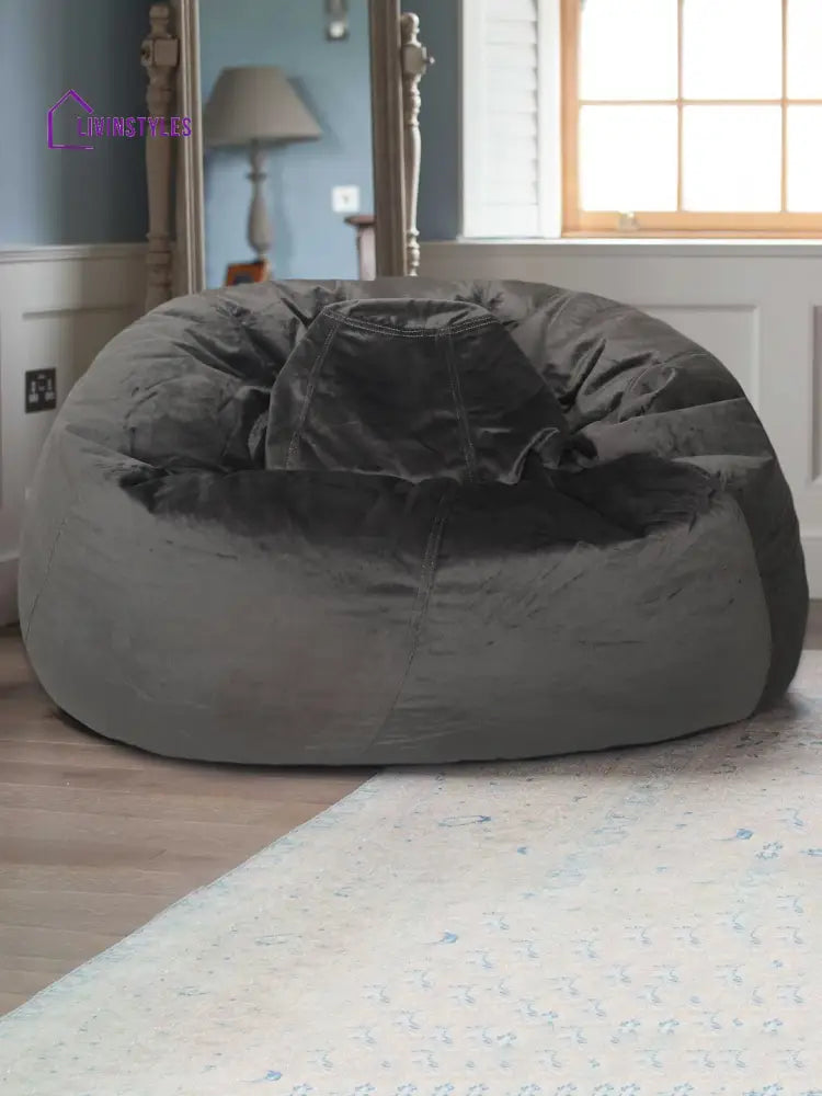 Grey Velvet Bean Bag Cover