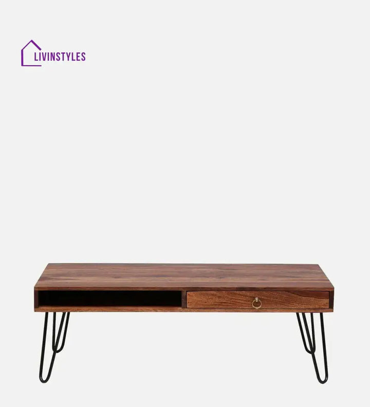 Gumina Sheesham Wood Coffee Table In Rustic Teak Finish