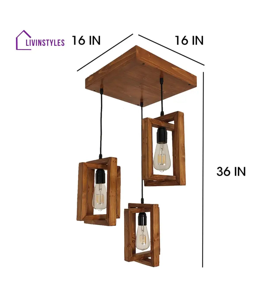 Gyro Brown Wooden Cluster Hanging Lamp Lamps