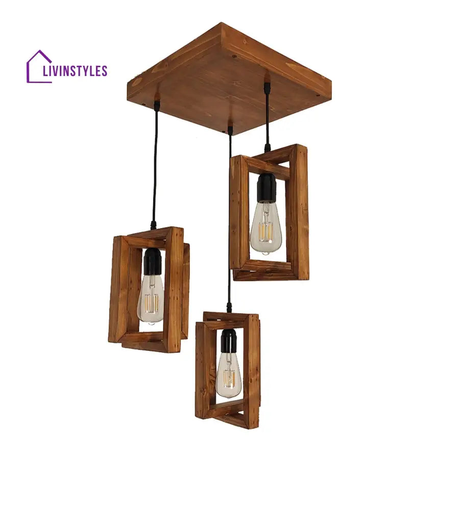 Gyro Brown Wooden Cluster Hanging Lamp Lamps