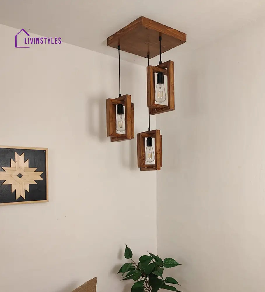 Gyro Brown Wooden Cluster Hanging Lamp Lamps