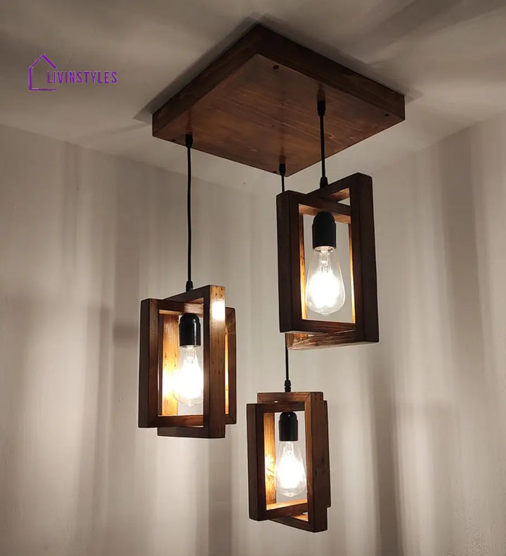 Gyro Brown Wooden Cluster Hanging Lamp Lamps