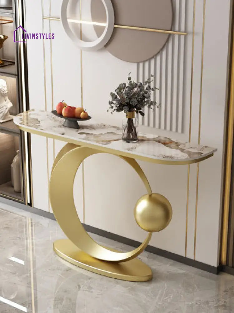 Half Shape Single Bool Composite Marble Console Table End Tables