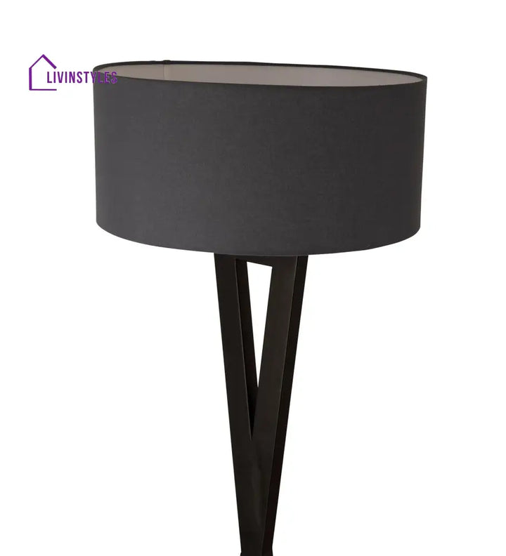 Hamptons Grey Metal Shade Club Floor Lamp With Base