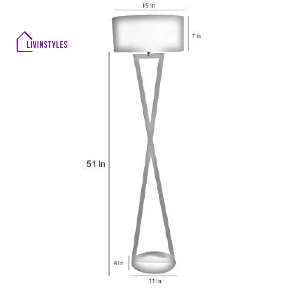 Hamptons White Floor Lamp With Metal Base By Ss Lightings