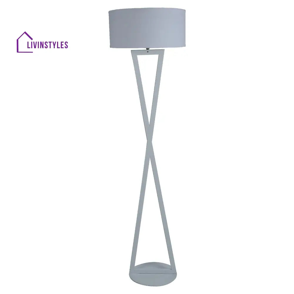 Hamptons White Floor Lamp With Metal Base By Ss Lightings