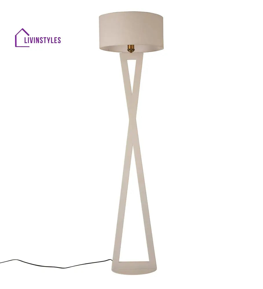 Hamptons White Metal Shade Club Floor Lamp With Base