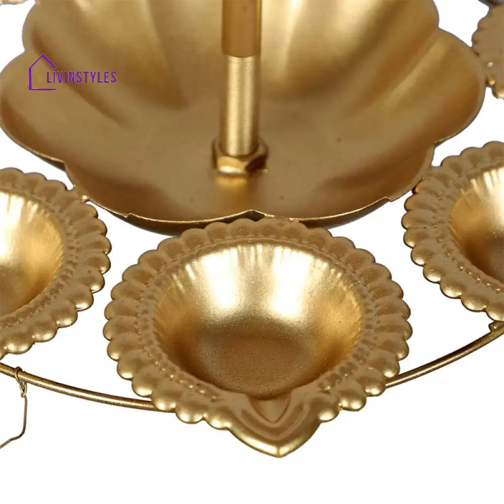 Hanging Lotus Flames Urli Diya | Gold Set Of 2