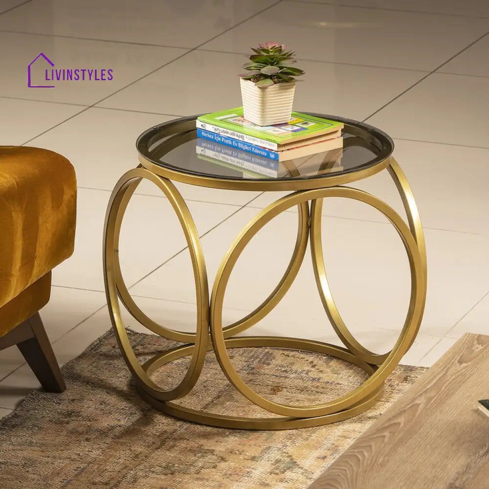 Hannah Metal And Glass Top Side Table