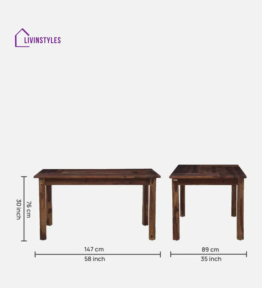 Harbor Sheesham Wood 6 Seater Dining Set With Bench Dining Set