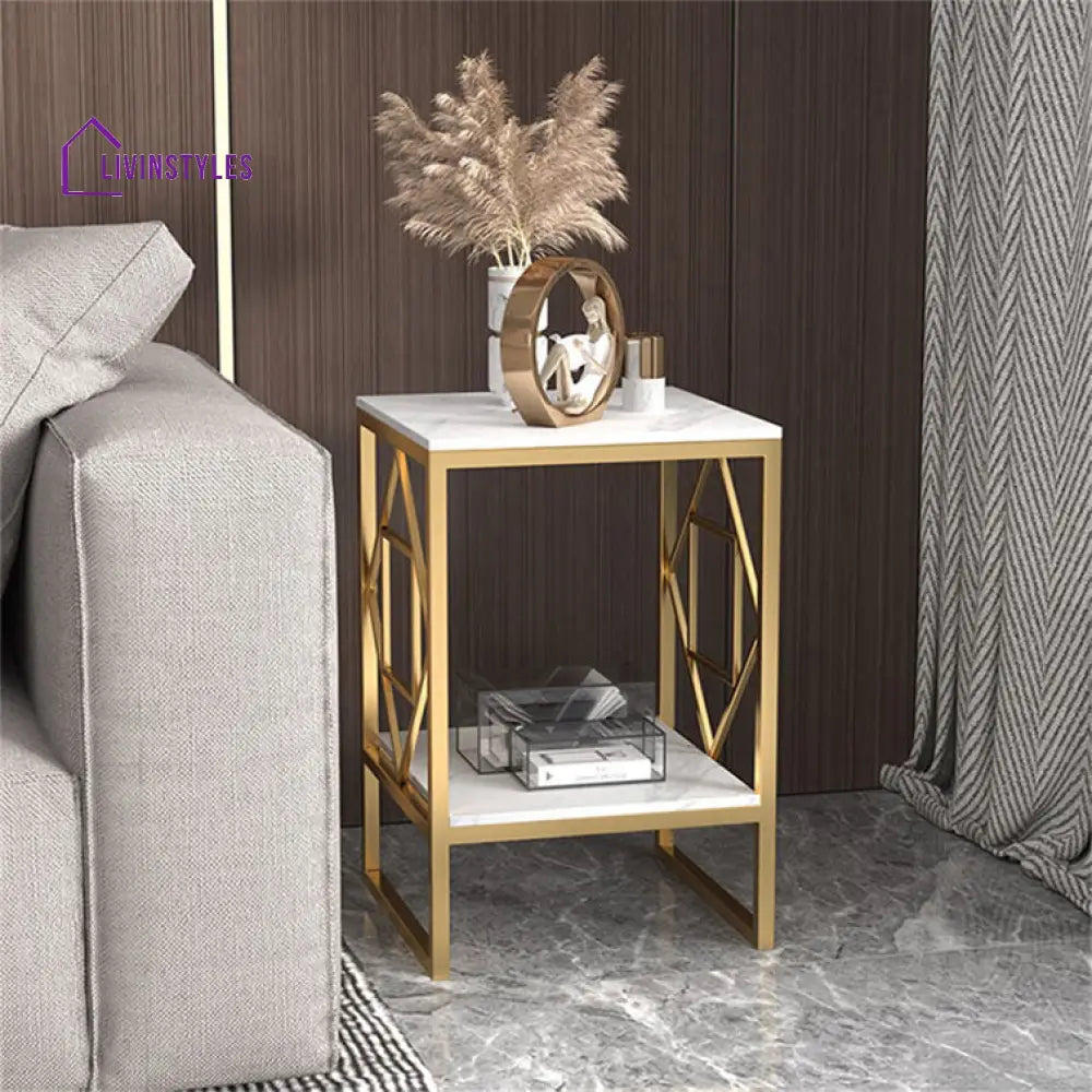 Harper Metal And Marble Top Side Table