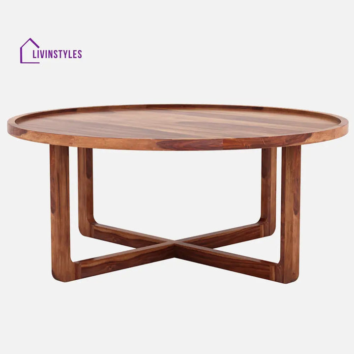 Harry Sheesham Wood Round Coffee Table For Living Room