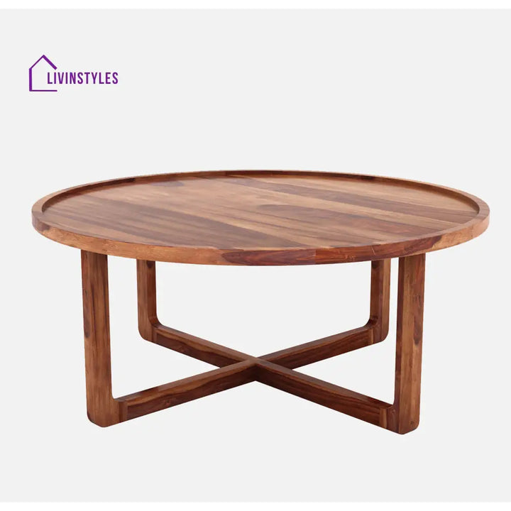 Harry Sheesham Wood Round Coffee Table For Living Room