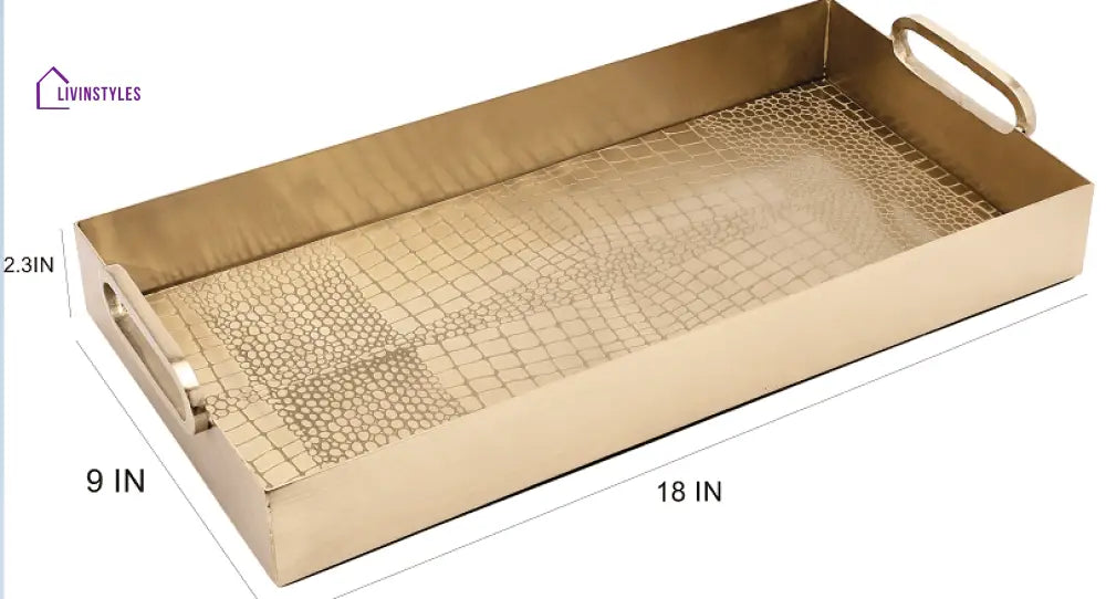 Hartley Gold Croc Tray With Handles