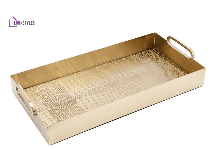 Hartley Gold Croc Tray With Handles