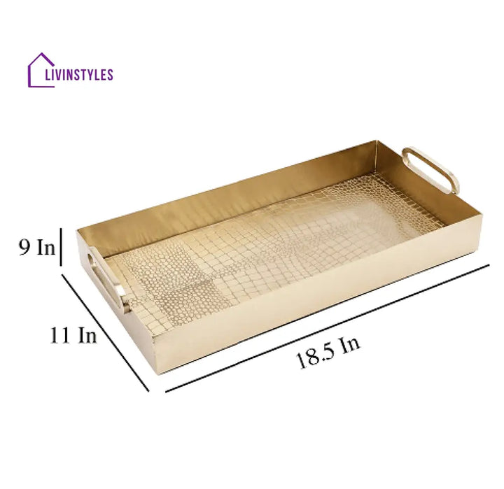 Hartley Gold Croc Tray With Handles