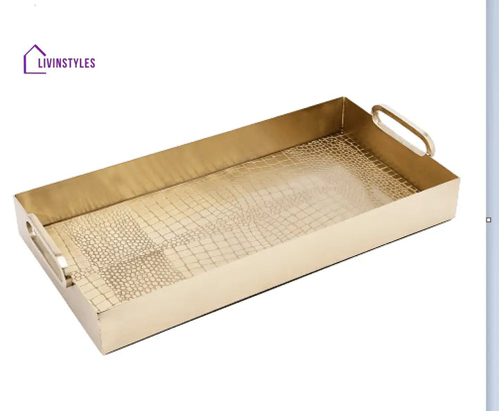 Hartley Gold Croc Tray With Handles