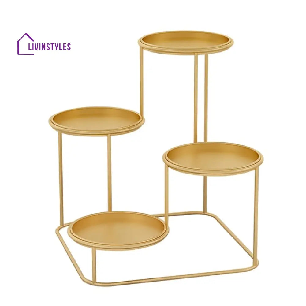 Helena 4-Tiered Ladder Plant Stand In Gold Color Stands