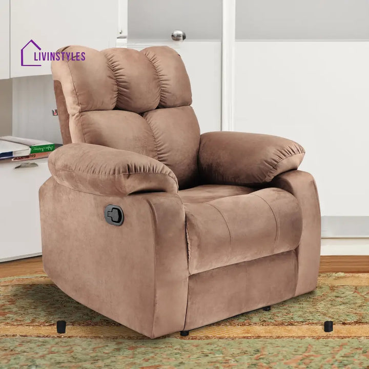 Helina Fabric 1 Seater Manual Recliner Chair (Beige)