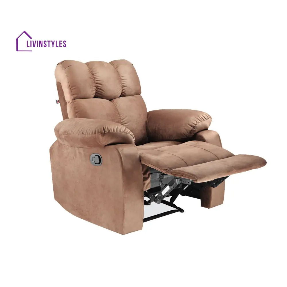 Helina Fabric 1 Seater Manual Recliner Chair (Beige)